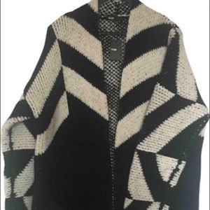 Maje black and white thick knitted cardigan/coat